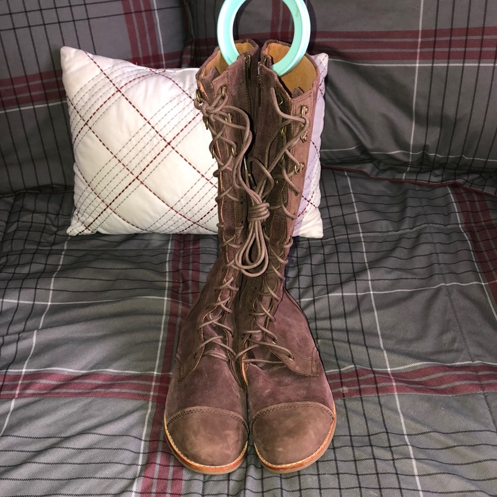 Olukai KAILA lace up knee high leather tall boots size 9